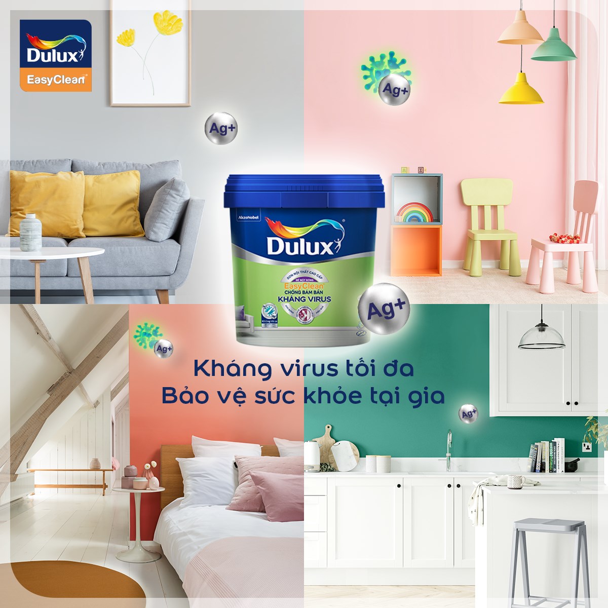 Sơn Dulux Easy Clean Chống Bám Bẩn Kháng Virus - Bề Mặt Bóng 15L