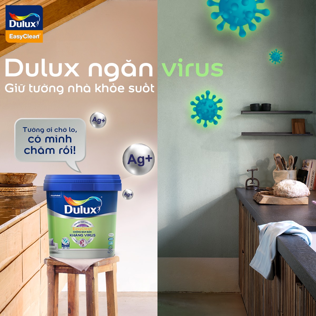 Sơn Dulux Easy Clean Chống Bám Bẩn Kháng Virus – Bề Mặt Mờ-15L