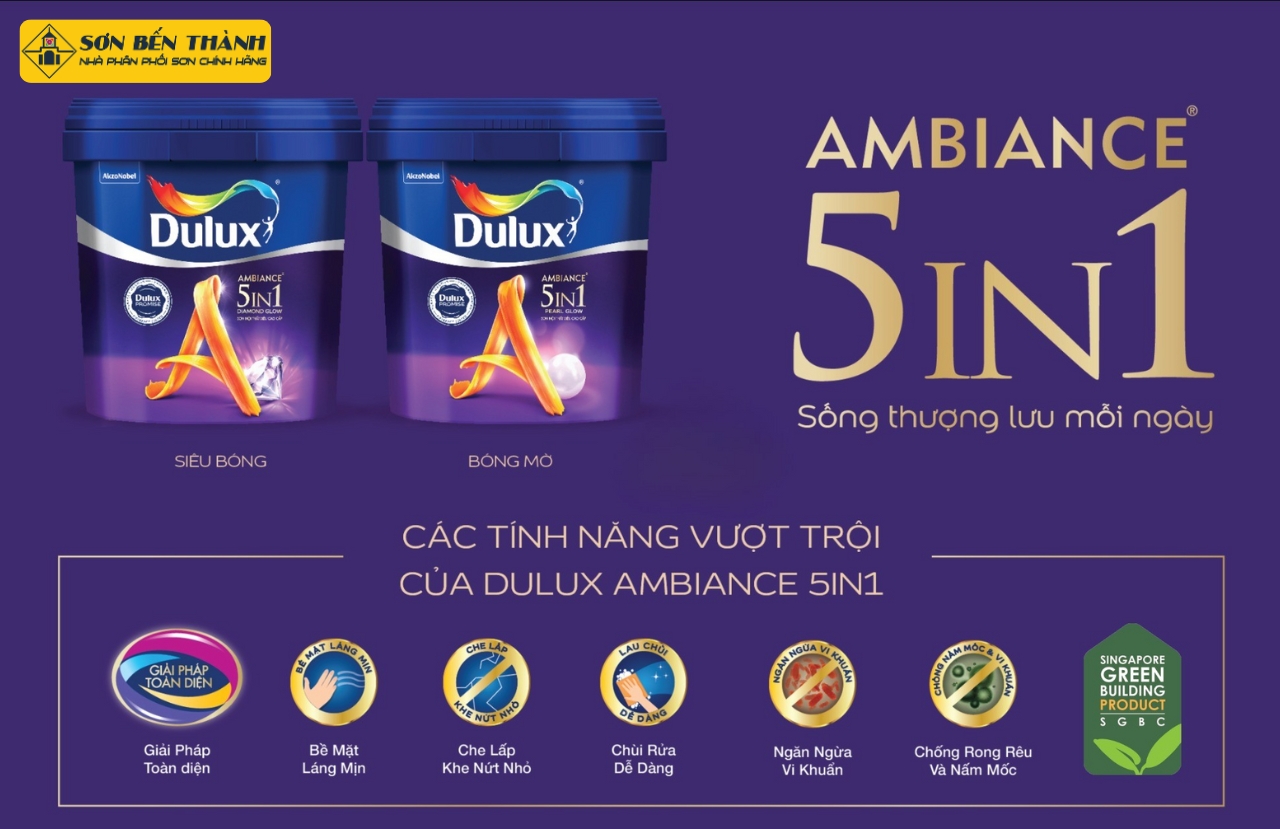 Sơn Dulux Ambiance 5in1 Diamond Glow - Siêu Bóng 66AB