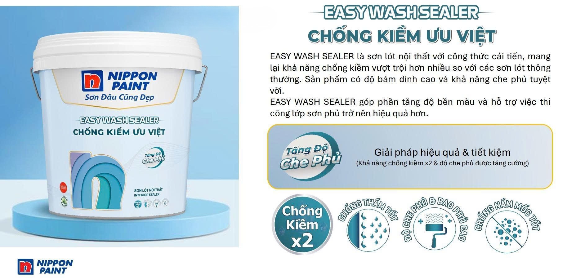 Sơn Lót Chống Kiềm Nội Thất Nippon Easy Wash Sealer-15L