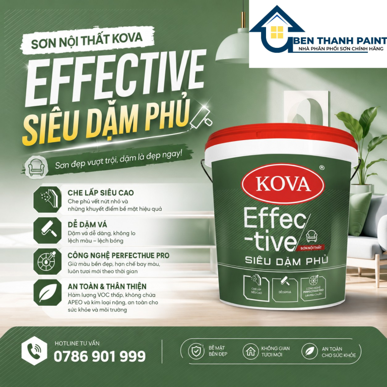 Sơn nội thất KOVA Effective Siêu Dặm Phủ